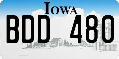 IA license plate BDD480