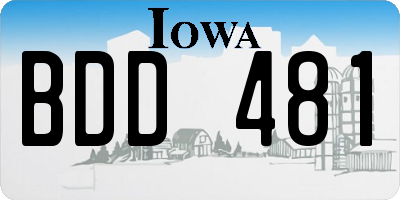 IA license plate BDD481