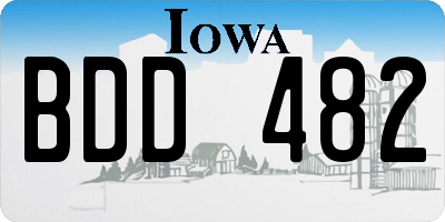 IA license plate BDD482
