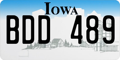 IA license plate BDD489
