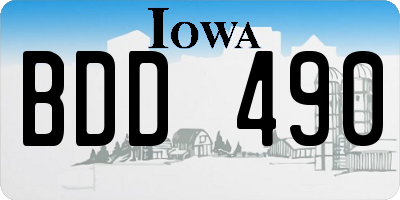 IA license plate BDD490