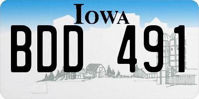 IA license plate BDD491