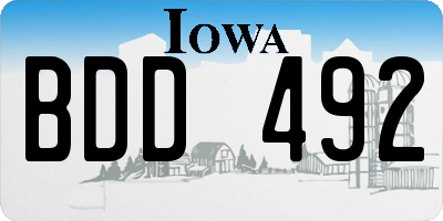 IA license plate BDD492