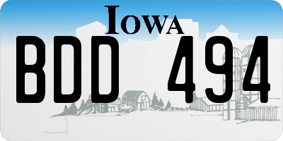 IA license plate BDD494