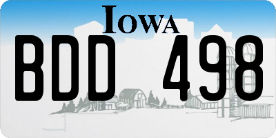 IA license plate BDD498