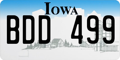 IA license plate BDD499