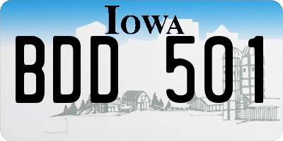 IA license plate BDD501