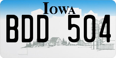 IA license plate BDD504