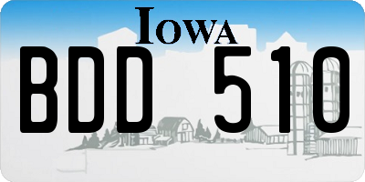 IA license plate BDD510