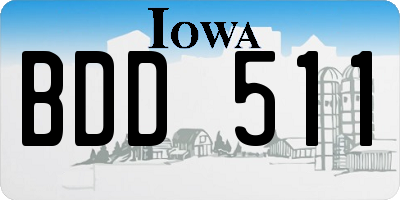 IA license plate BDD511