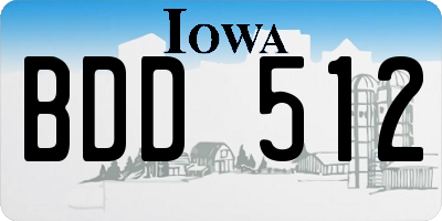 IA license plate BDD512