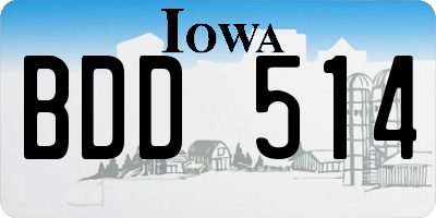 IA license plate BDD514