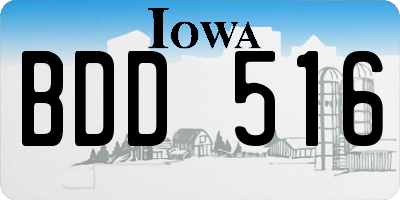 IA license plate BDD516
