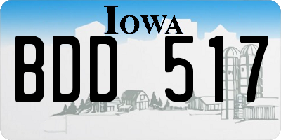 IA license plate BDD517