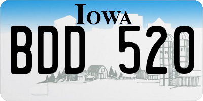 IA license plate BDD520