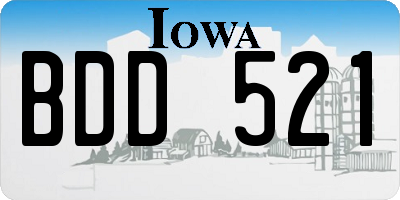 IA license plate BDD521
