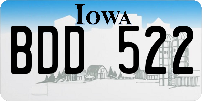 IA license plate BDD522