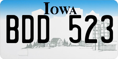 IA license plate BDD523