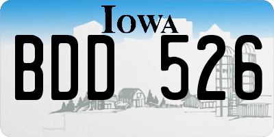 IA license plate BDD526