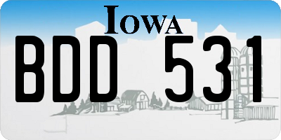 IA license plate BDD531