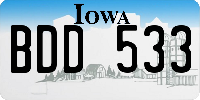 IA license plate BDD533