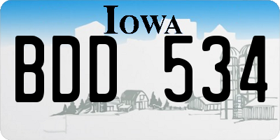 IA license plate BDD534