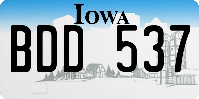 IA license plate BDD537