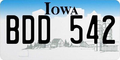 IA license plate BDD542