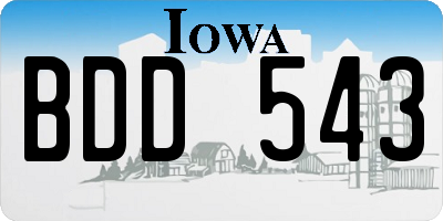IA license plate BDD543
