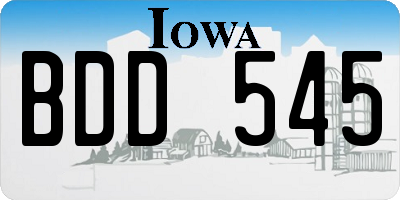 IA license plate BDD545