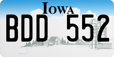 IA license plate BDD552