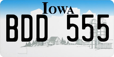 IA license plate BDD555