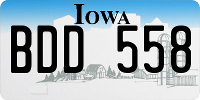 IA license plate BDD558
