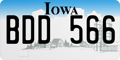 IA license plate BDD566