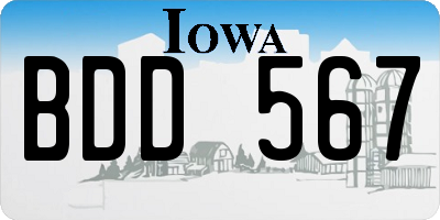 IA license plate BDD567