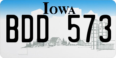 IA license plate BDD573