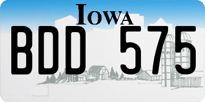 IA license plate BDD575