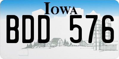 IA license plate BDD576