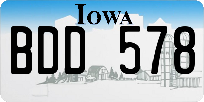 IA license plate BDD578