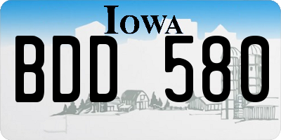 IA license plate BDD580
