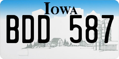 IA license plate BDD587