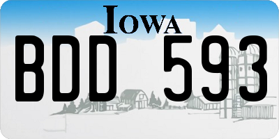 IA license plate BDD593