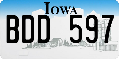 IA license plate BDD597