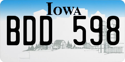 IA license plate BDD598