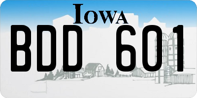 IA license plate BDD601