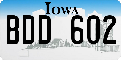 IA license plate BDD602