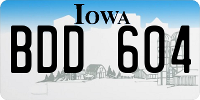 IA license plate BDD604