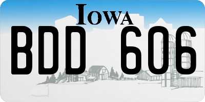 IA license plate BDD606