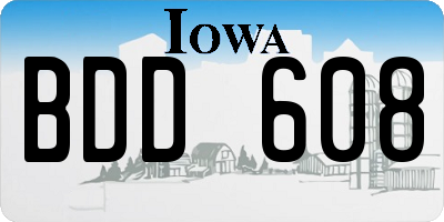 IA license plate BDD608