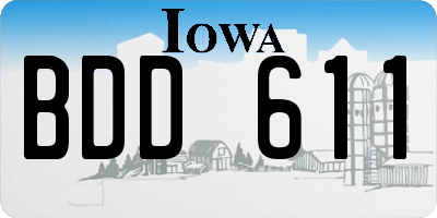 IA license plate BDD611